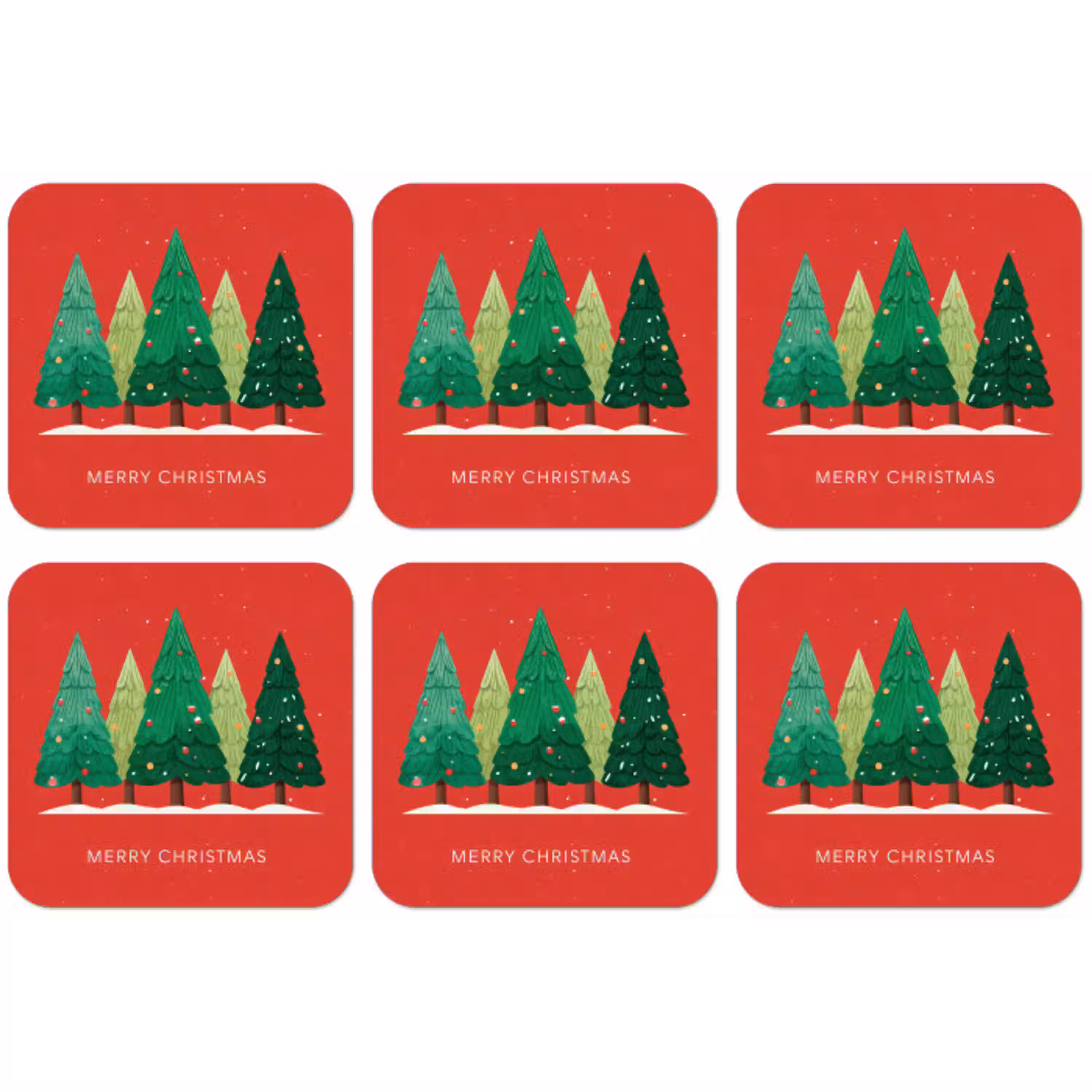Minimalistisch - Kerstbomen - Rood - Sneeuw onderzetter kurk middel -zkaufland3dotto