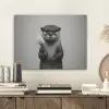 Otter - Wc-borstel - Bril - Zwart - Wit PET vilt klein -sfeer1