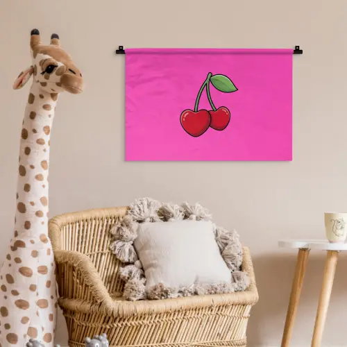 Kers - Roze - Fruit Wandkleed katoen klein -wsfeer5_kind