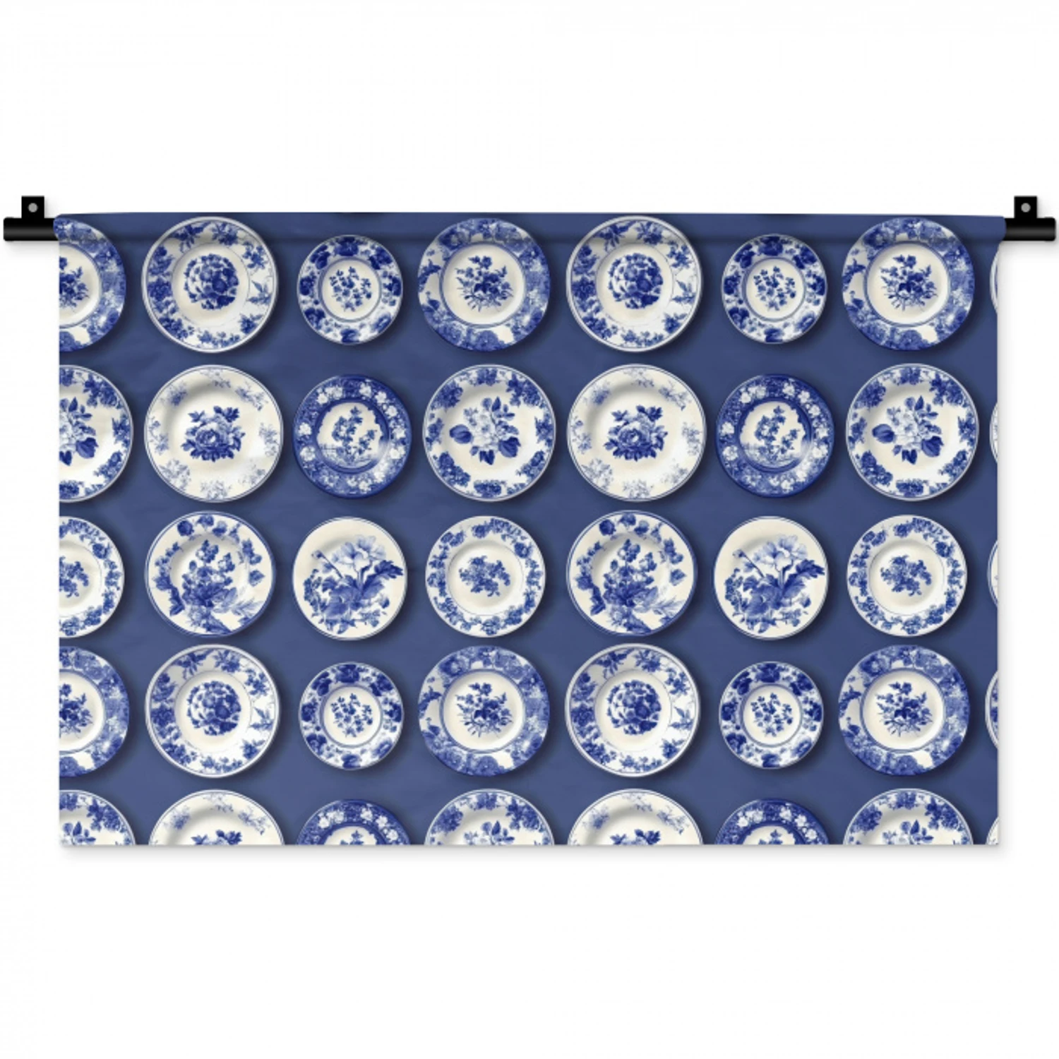 Borden - Floraal - Blauw Wandkleed katoen klein 269 -zz3d