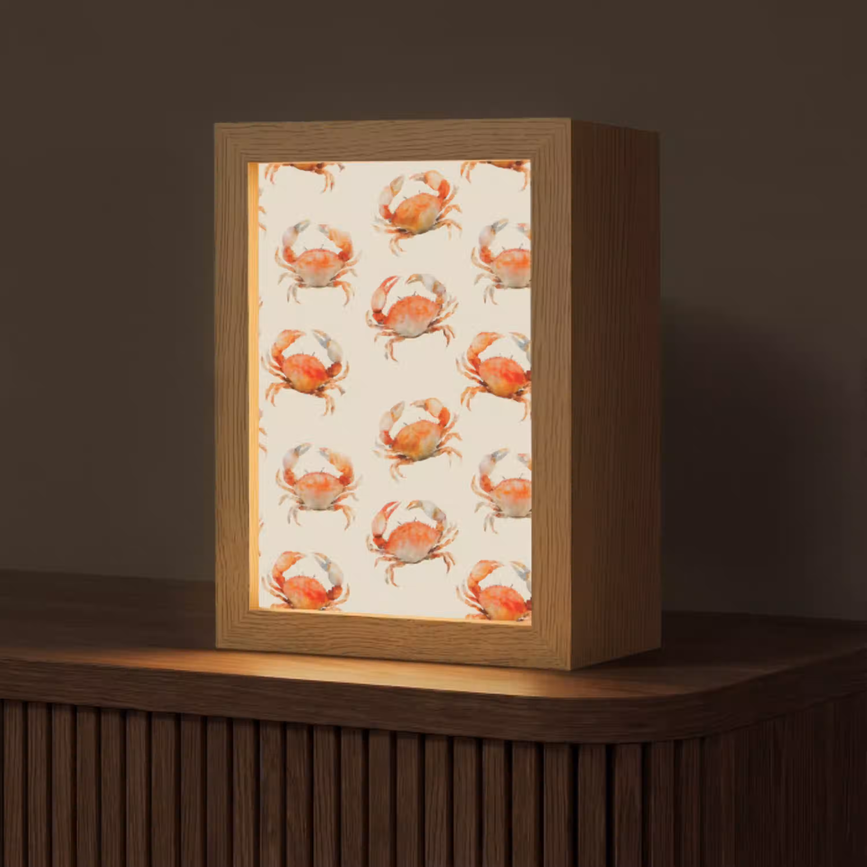 Krabben - Patroon - Oranje Light Box met kabel (Tafellamp) klein 925 -z3d_website