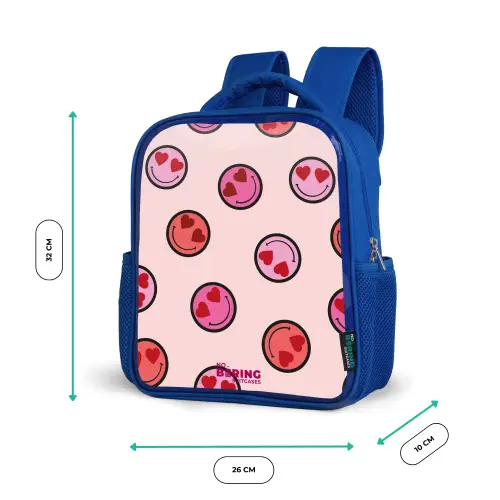 Hartje - Smiley - Patroon Kinderrugzak - Blauw middel -productfoto_formaten