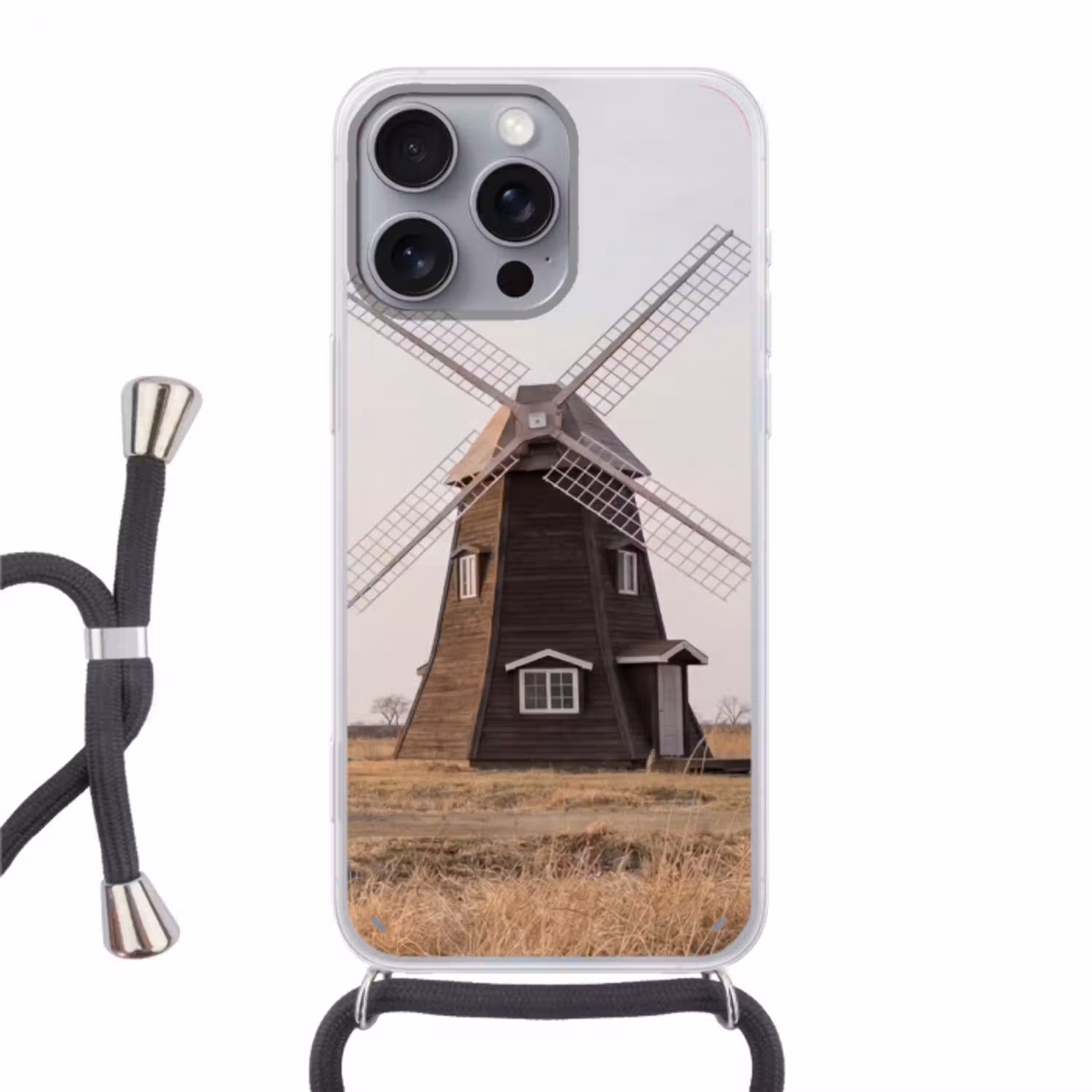 Windmolens - Landschap - Veld Hoesje iPhone 16 Pro Max met koord klein -3d