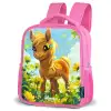 Bruine pony tussen gele bloemen Kinderrugzak - Roze middel -schuin