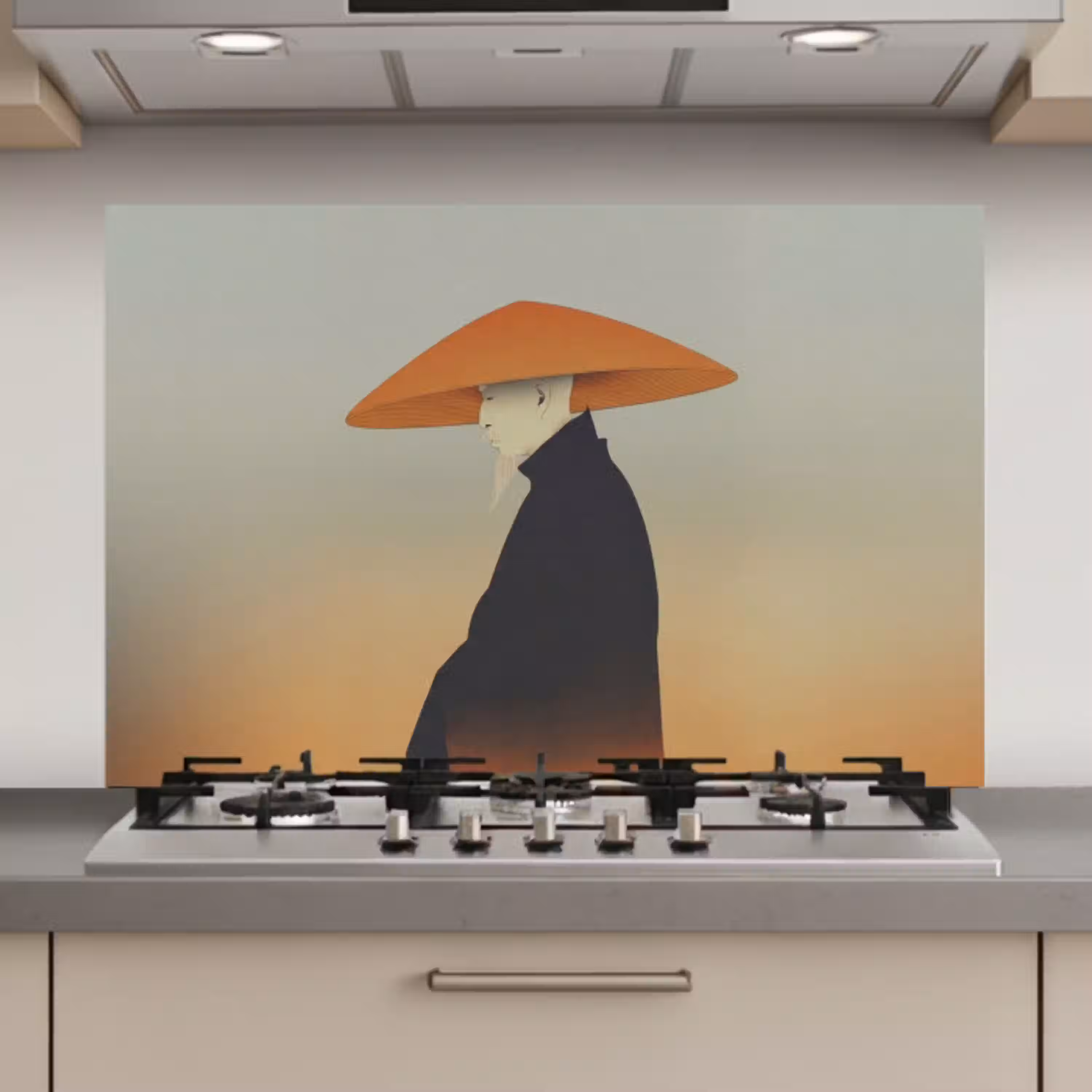 Minimalistisch - Silhouet - Oranje keuken achterwand spatscherm klein -3d_website