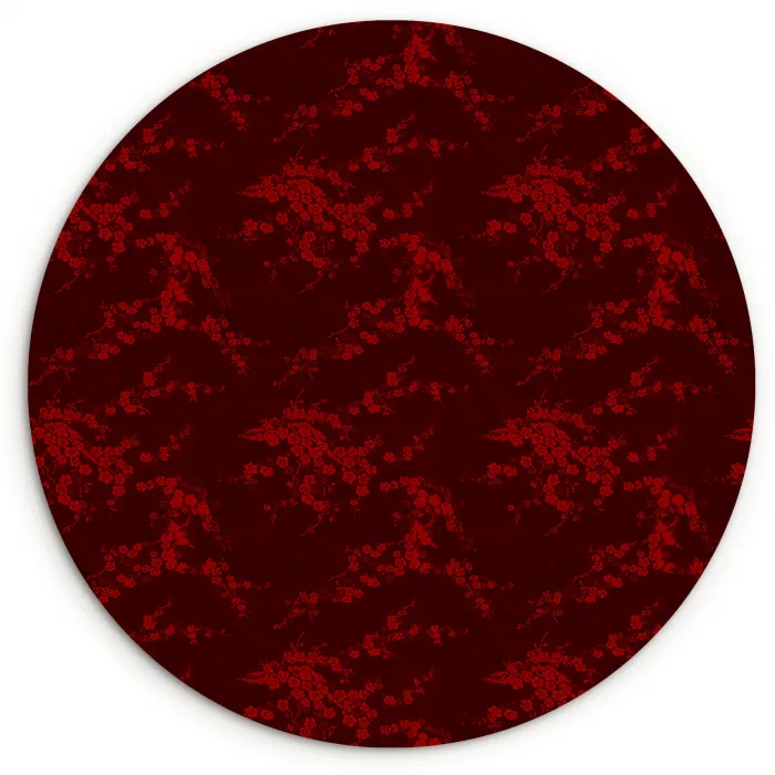 Bloemen - Donkerrood - Patroon Wandcirkel plexiglas klein 852 -3d