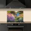 Tuinhuisje - Blauw - Bloemen keuken achterwand spatscherm klein -sfeer1