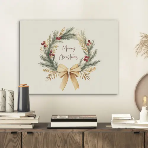 Kerstkrans - Kerst - Goud - Beige PET vilt klein -sfeer1