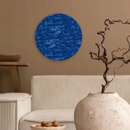 Verf - Strepen - Blauw Wandcirkel kunststof plaat 5mm dik klein 188 -sfeer1
