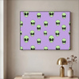 Alien - Retro - Lila Textielframe zwart klein 947 -sfeer2