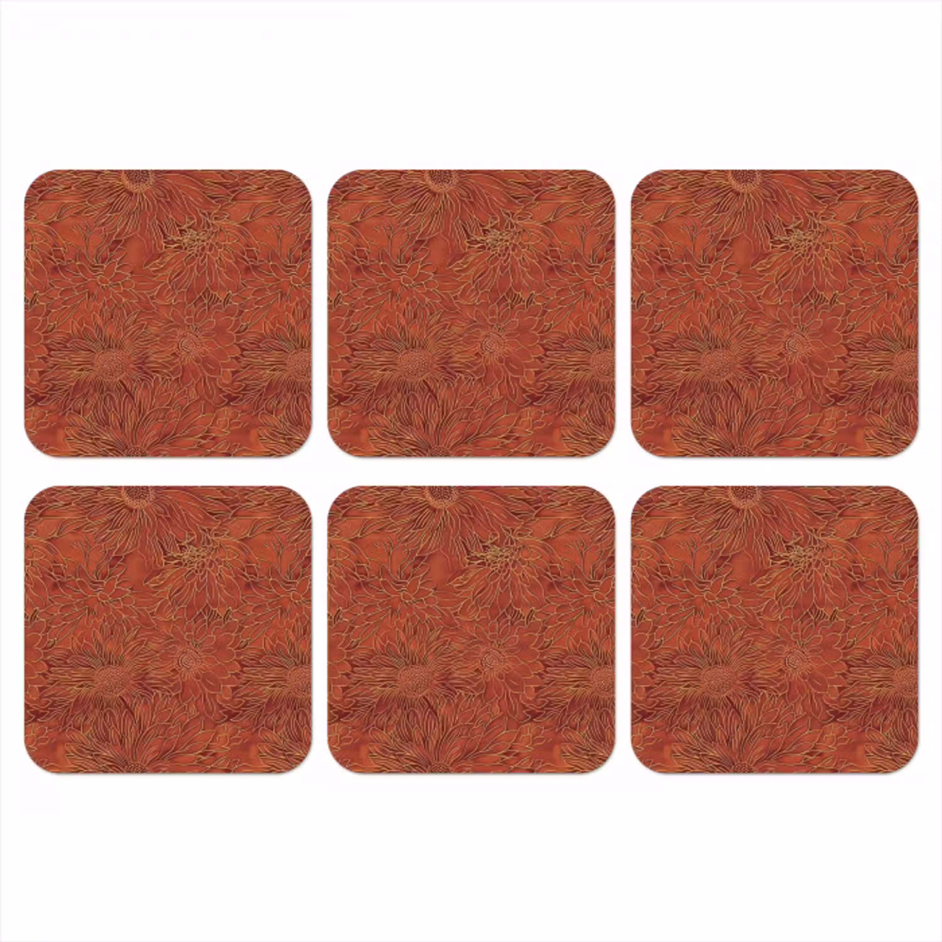 Oosters - Bloemen - Terracotta onderzetter kurk middel 366 -3d
