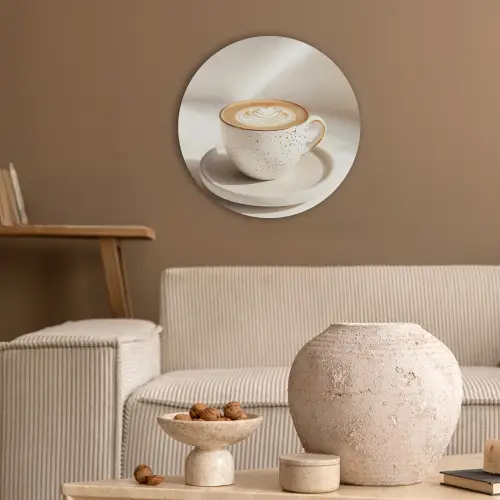Cappuccino - Schuim - Schotel - Beige Akoestische PET Vilt - Rond klein -sfeer1