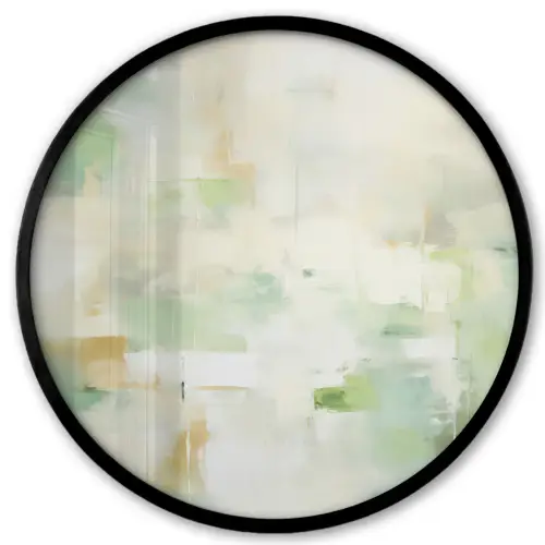 Abstract - Kunst - Wit - Groen - Modern Fotolijst rond zonder passe partout klein -3d