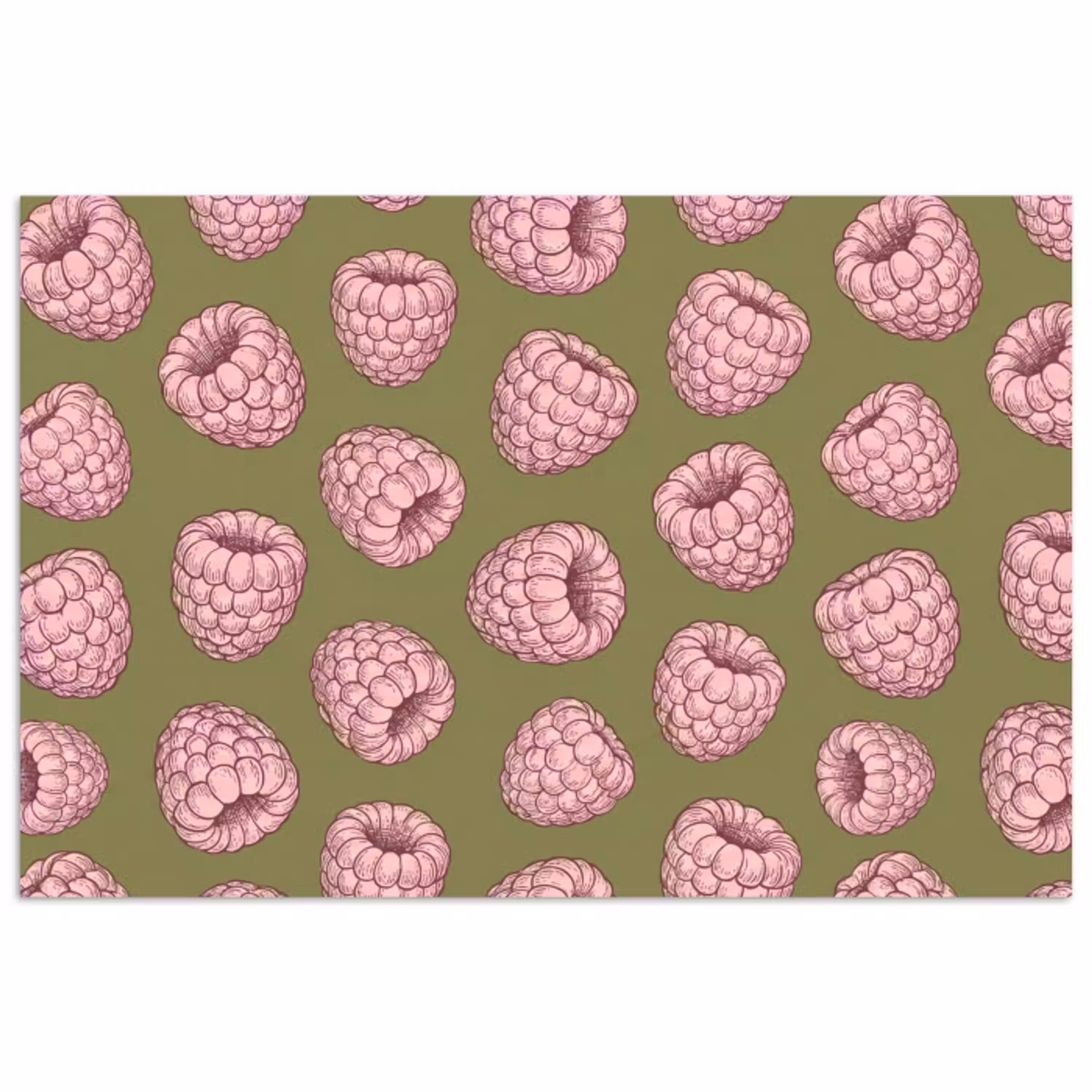 Eten - Patroon - Illustratie - Roze - Groen poster papier klein -3d