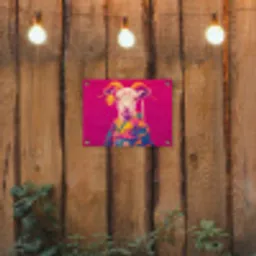Geit - Hoorns - Kimono - Kleurrijk tuinposter los doek klein -sfeer1