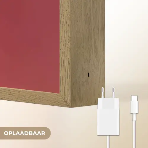 Sierlijk - Bloem - Roze - Glazen Light Box met batterij (Wandlamp) middel -USP_websiteoplaadbaarNL
