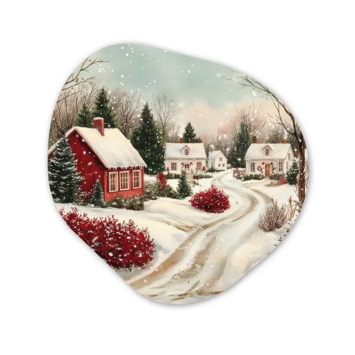 Kerstsfeer - Landelijk - Rood Wandcirkel Organisch Forex 3mm klein -3d