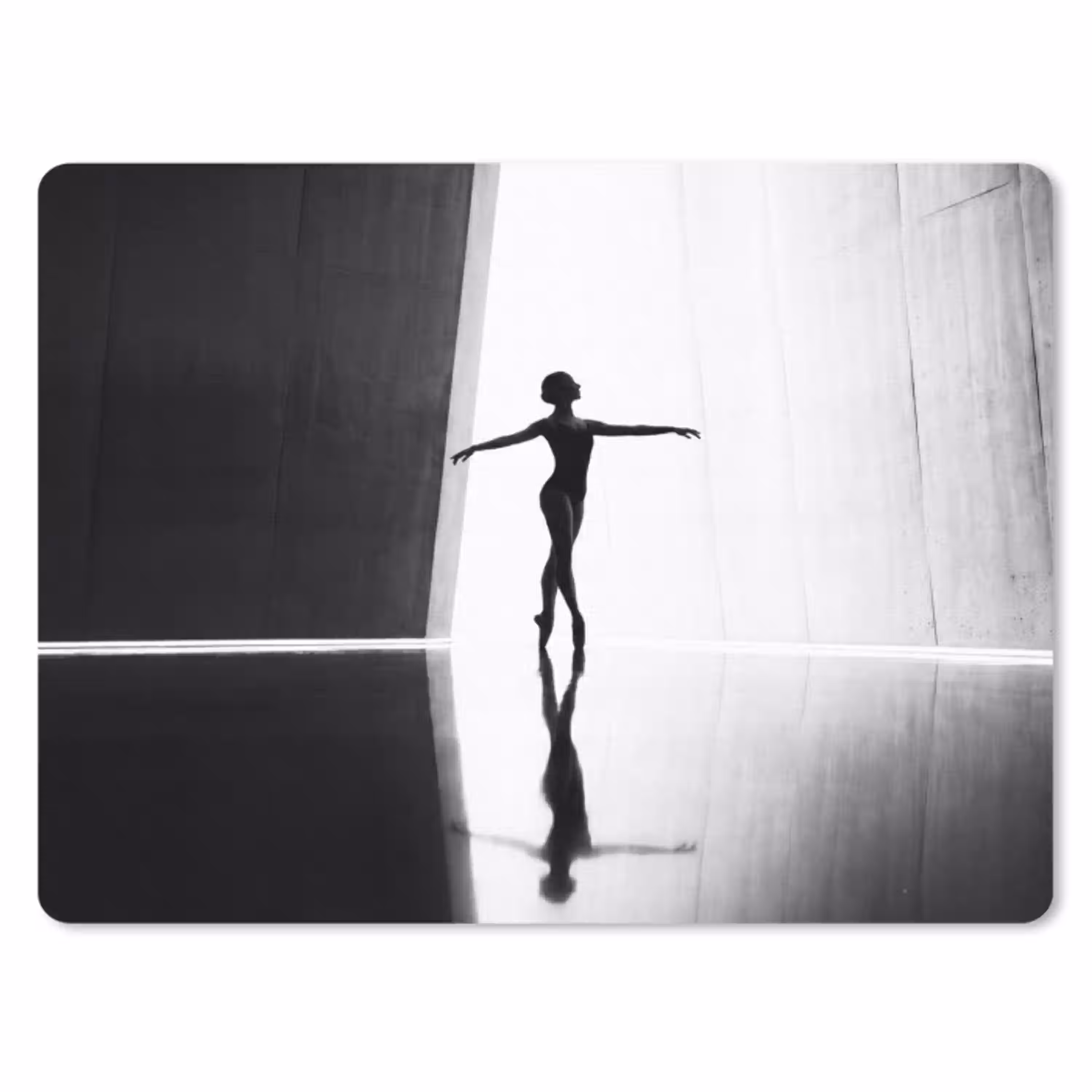 Danser - Silhouette - Kunst - Modern - Zwart-wit muismat rubber klein -3d