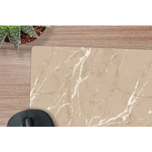 Beige - Marmer - Organisch - Wit muismat rubber klein 262 -closeup