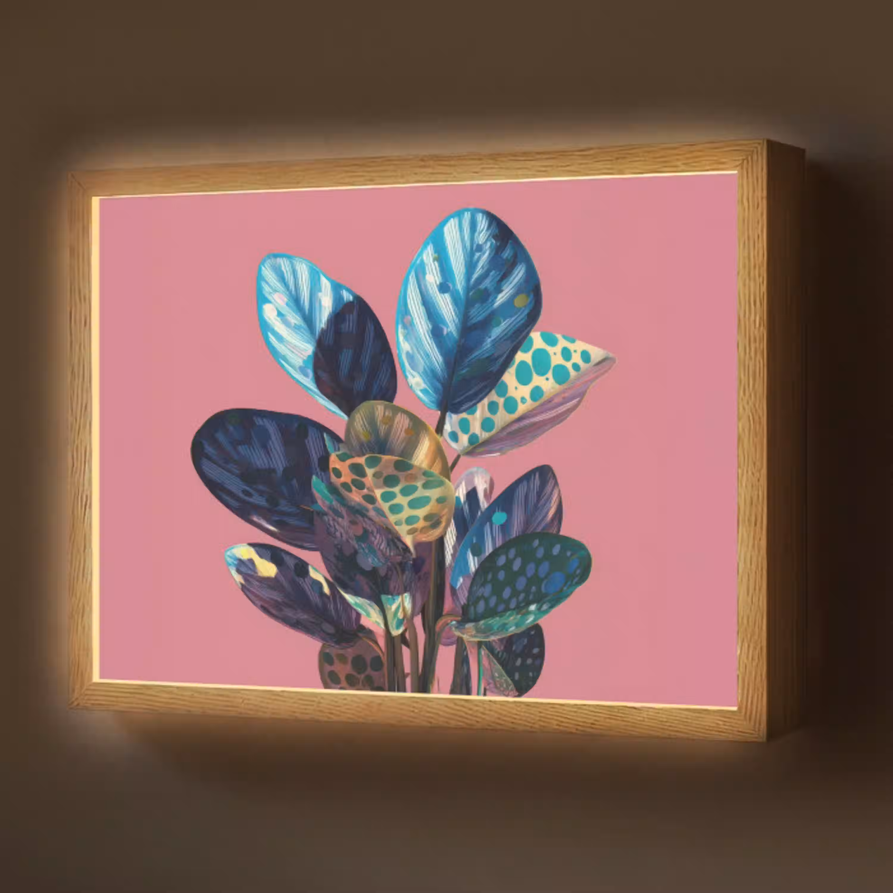 Plant - Bladeren - Stippen - Abstract Light Box met batterij (Wandlamp) middel -z3d_website