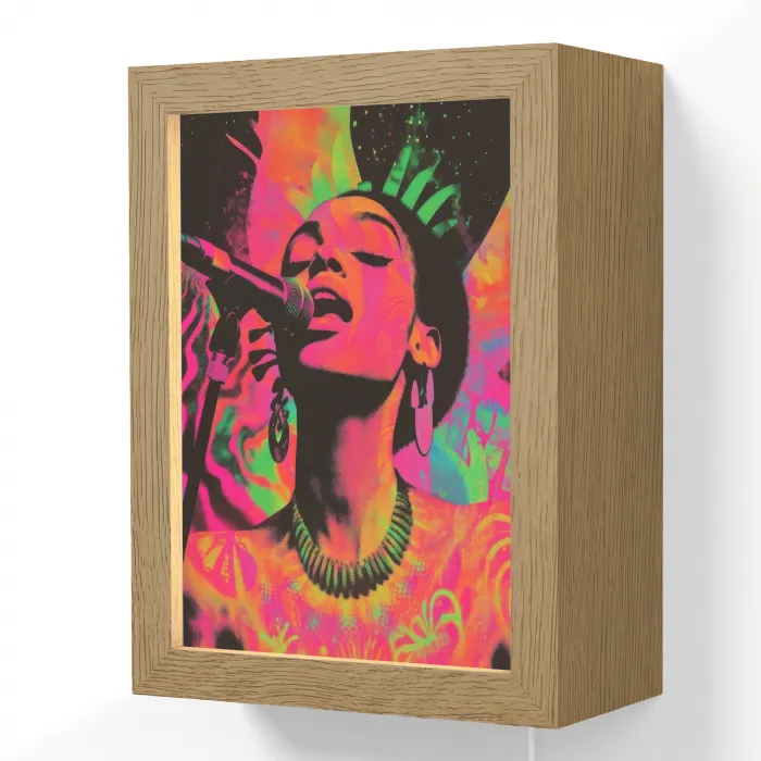 Neon - Vrouw - Microfoon Light Box met kabel (Wandlamp) klein -3d