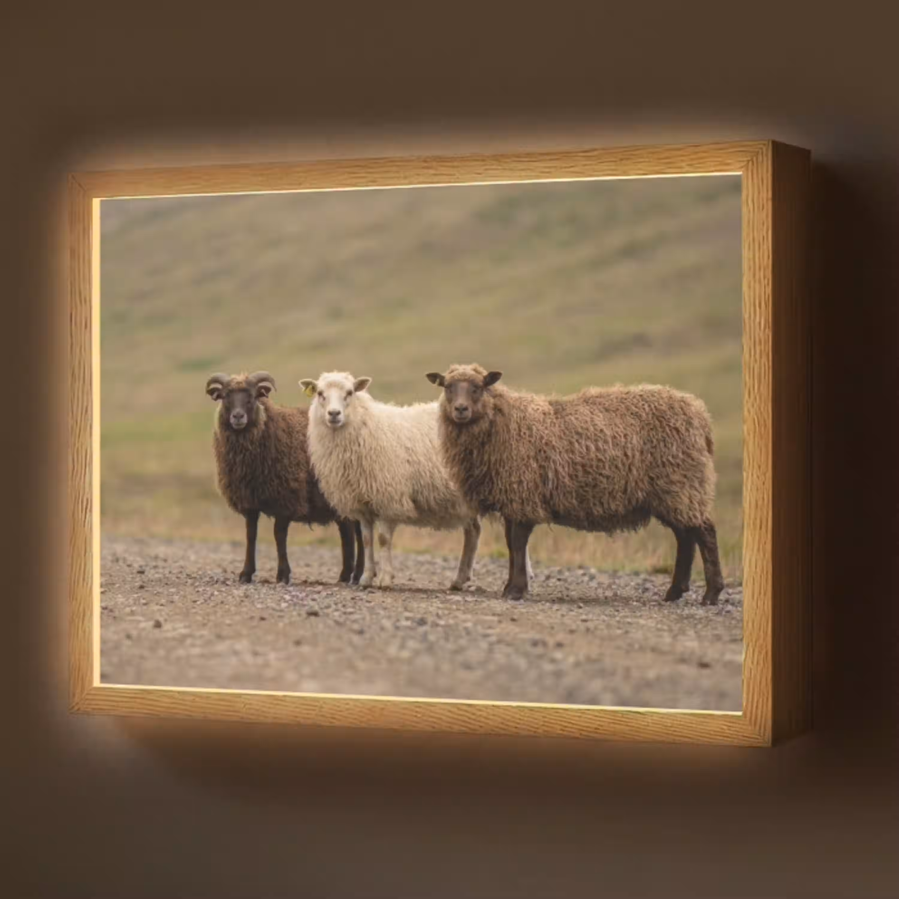 Schapen - Bruin - Wit - Grindpad Light Box met batterij (Wandlamp) middel -z3d_website