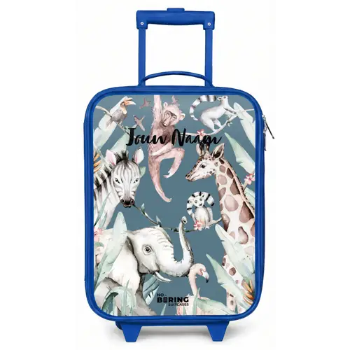 Jungle Dierenfeest Kinderkoffer - Blauw klein -zz3dotto