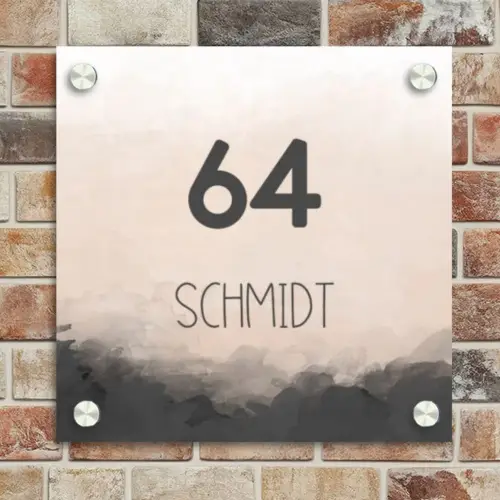 Aquarel - Beige - Modern Naambord Vierkant klein -sfeer2