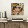 Vrouw - Bloemen  - Goud - Portret plexiglas 5mm klein -sfeer1