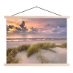 Zonsondergang - Duin - Strand - Planten - Zee textielposter latten blank klein -3d