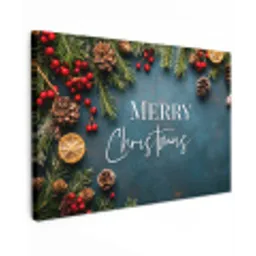 Merry Christmas - Blauw - Kerst - Winter canvas 2cm klein -z3d