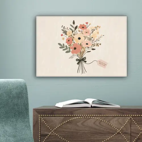 Bloemen - Quote - Beige - Lint canvas 2cm klein -sfeer4