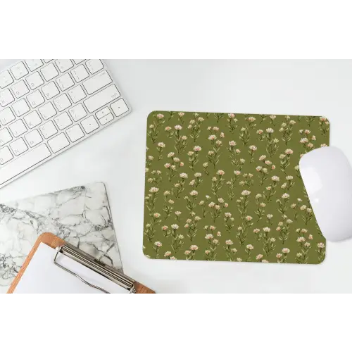 Landelijk - Bloemen -  Groen muismat rubber klein 262 -witbureau