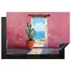 Zee - Roze - Cactus Inductie beschermer vinyl 3mm klein -3d