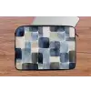 Patroon - Blauw - Vierkanten laptophoes neopreen klein -tafel