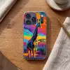 Giraffe - Savanna - Lucht - Gekleurd Telefoonhoesje iPhone 17 Pro klein -sfeer1