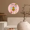Bij - Geel - Bloemen - Kleurrijk Wandcirkel behangsticker klein -sfeer1