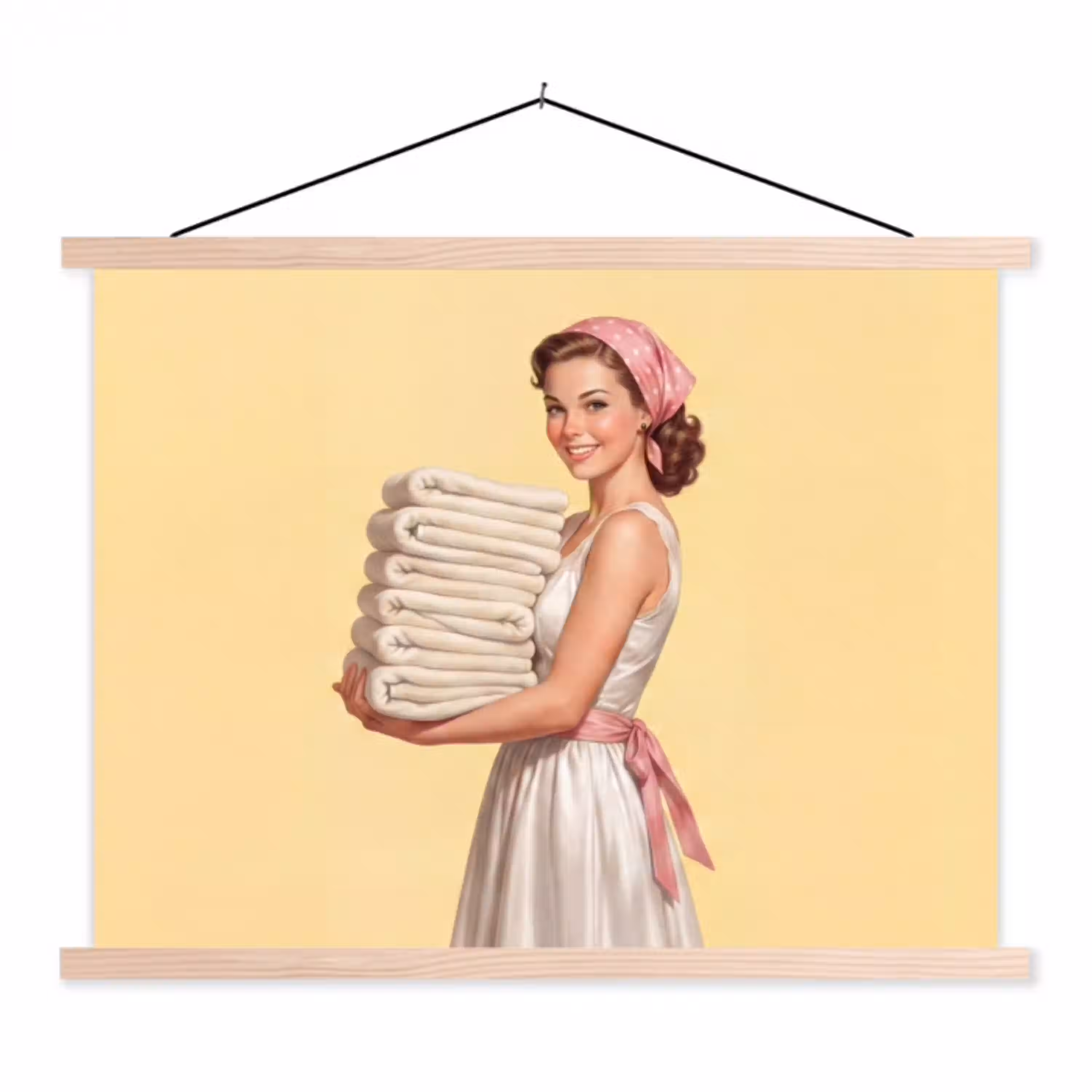 Handdoeken - Vrouw - Jurk - Roze textielposter latten blank klein -3d