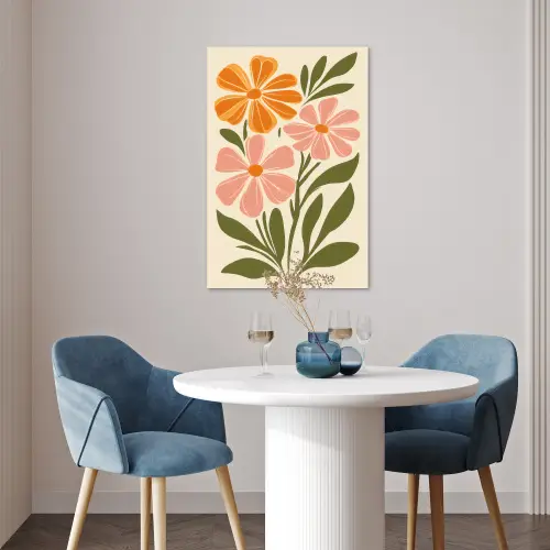 Minimalistisch - Bloemen - Bladeren - Roze poster papier middel -sfeer3
