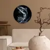 Vis - Koi - Zwart - Water Wandcirkel kunststof plaat 5mm dik klein -sfeer1