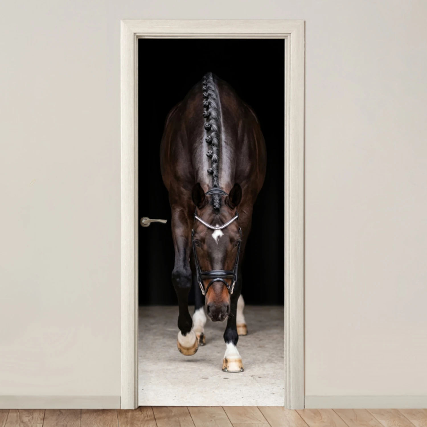 Paard - Modern - Portret deurposter klein -3d_beige