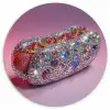 Hotdog - Steentjes - Glitters - Paars Wandcirkel kunststof plaat 5mm dik klein -3d