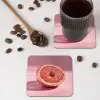 Grapefruit - Roze - Disco - Shiny onderzetter kurk middel -sfeer2