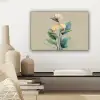 Paradijsvogelbloemen - Blauwgroene bladeren - Beige canvas 2cm klein -sfeer6