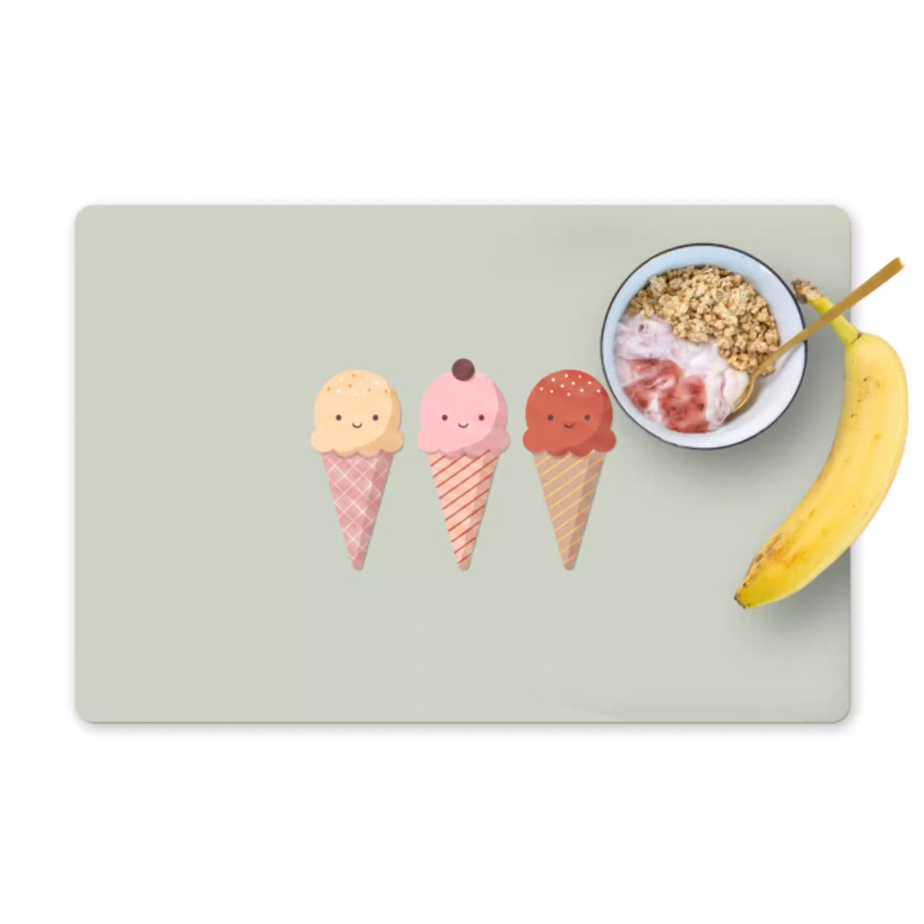 IJs - Hoorntjes - Eten - Illustratie - Vrolijk Placemat vinyl groot -zzzproduct_Kitchenyeah-website