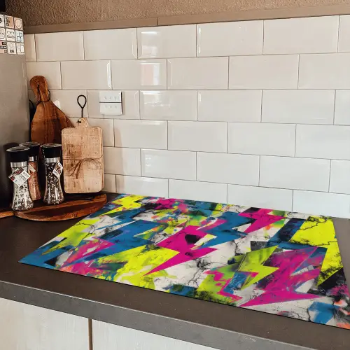 Bliksemschichten - Patroon - Marmer - Kleuren Inductie beschermer vinyl 3mm klein -sfeer3