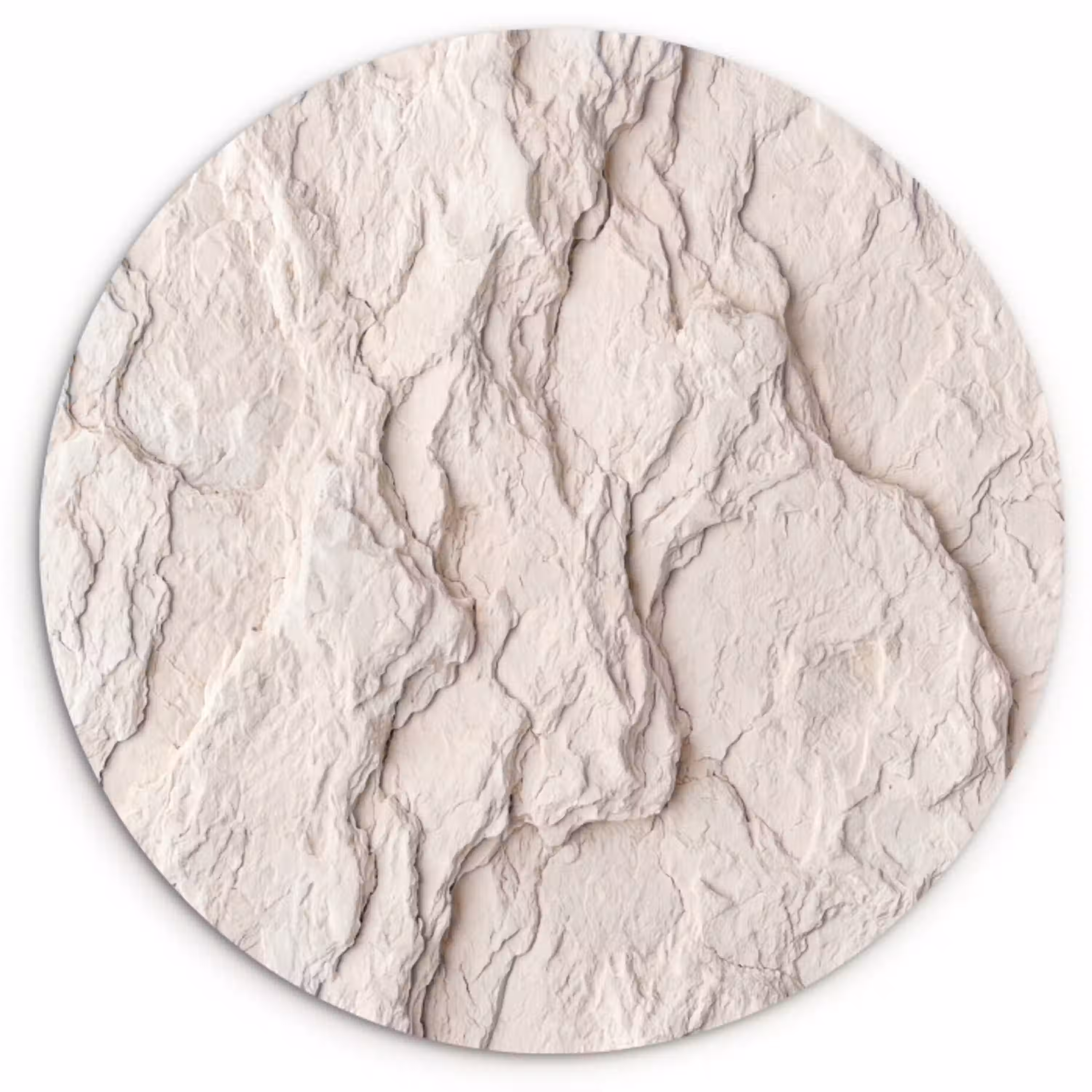 Rots - Structuur - Natuur - Beige - Abstract Wandcirkel kunststof plaat 5mm dik klein -3d