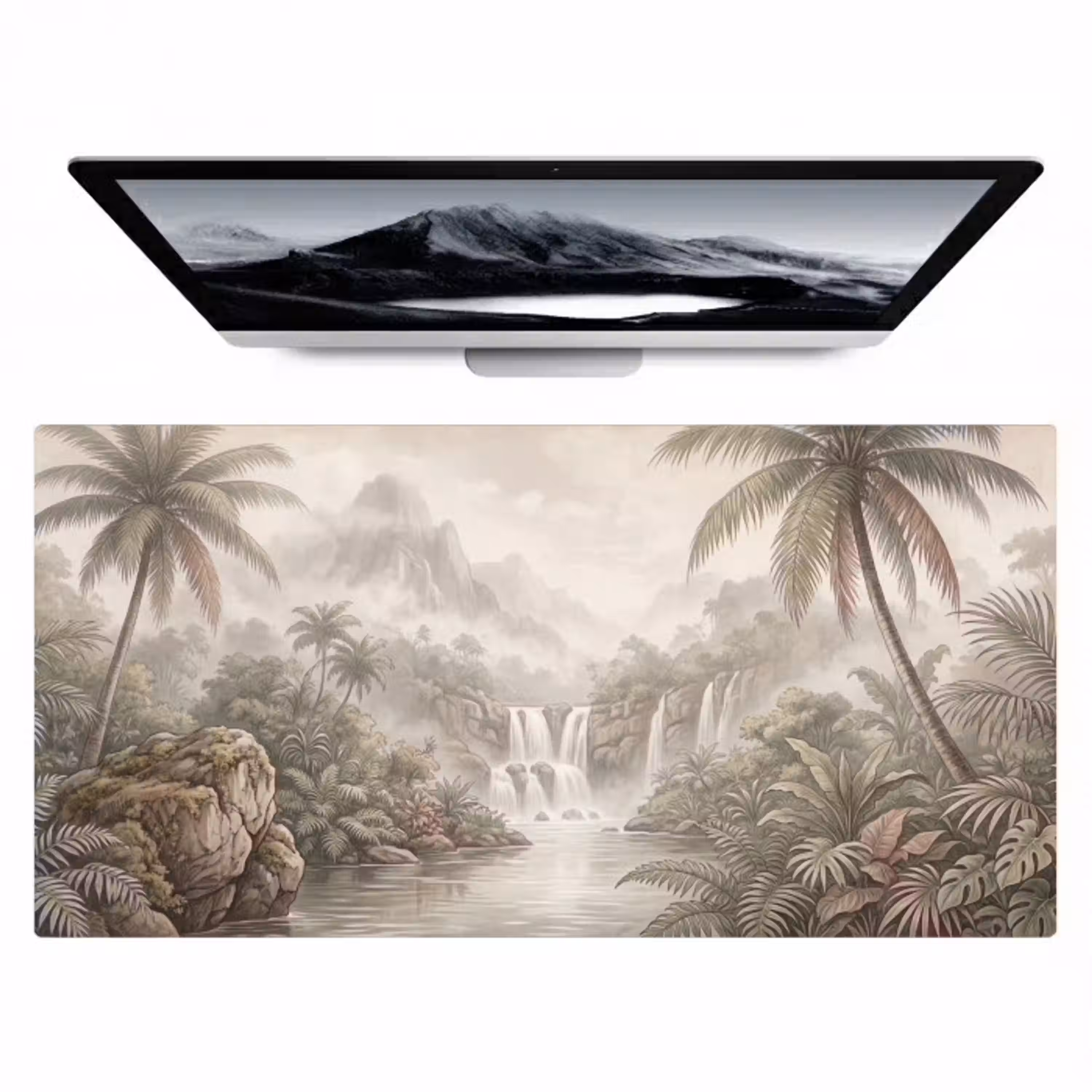 Jungle - Watervallen - Tropisch - Illustratie Muismat XXL klein -zzz3d