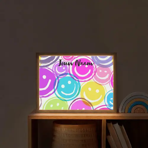 Smileys - Kleurrijk - Neon Light Box met batterij (Wandlamp kind) middel -sfeer1_kind
