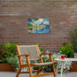 Berg - Skyline - Strand - Water Tuinposter op houten frame 2 cm dik klein -sfeer3